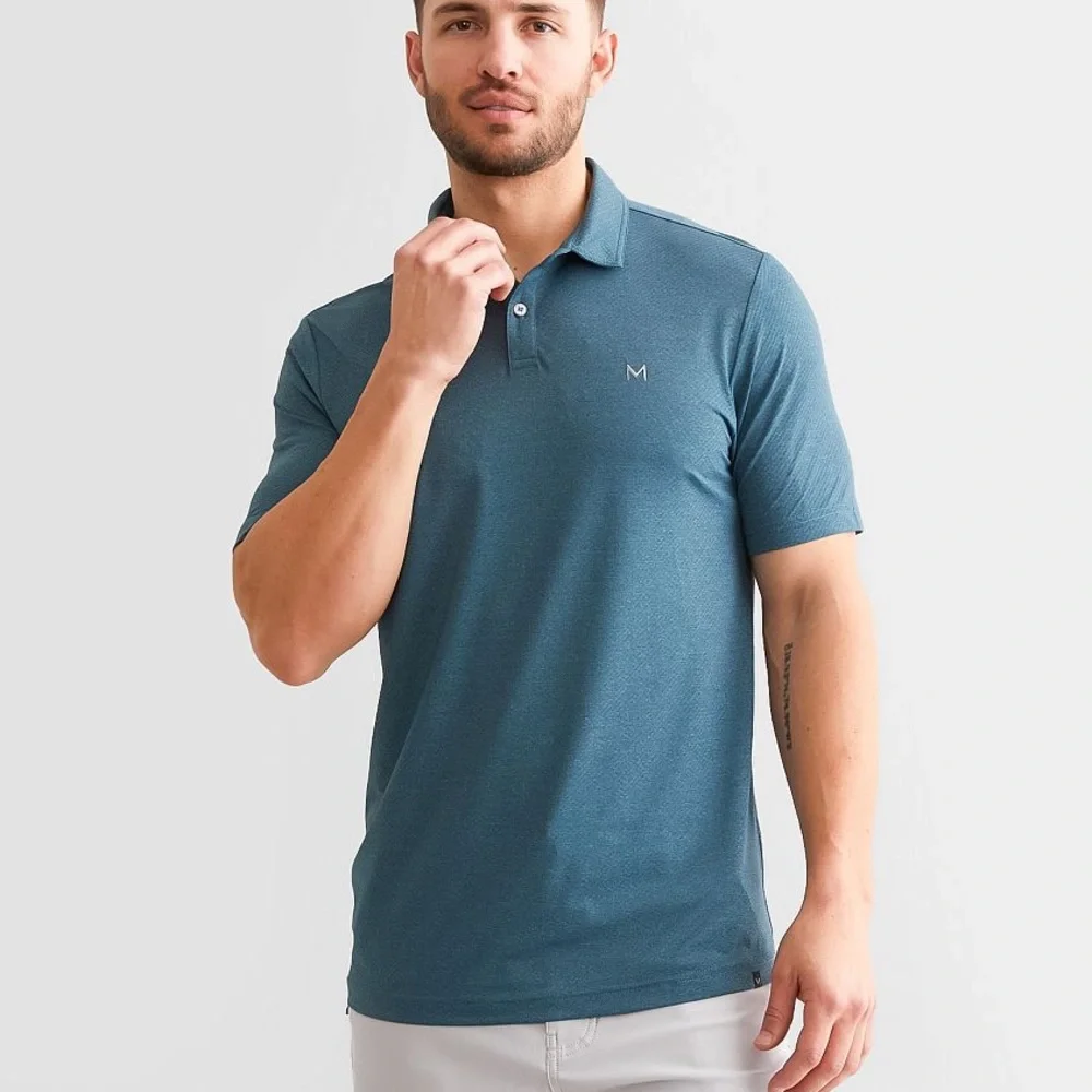Maven Co-Op Essential Performance Stretch Polo Blue Reflecting Pond Men’s Medium - Picture 1 of 7